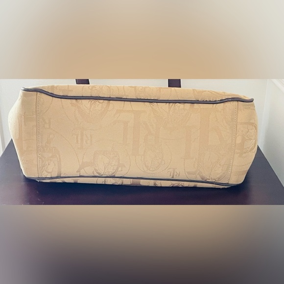 Timeless Classic Y2K Ralph Lauren Khaki Canvas And Dark Brown Leather Large Tote - Picture 10 of 15